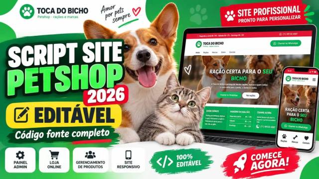 Código Fonte PHP para Criar Site de Pet Shop – Template Editável para Agências e Desenvolvedores