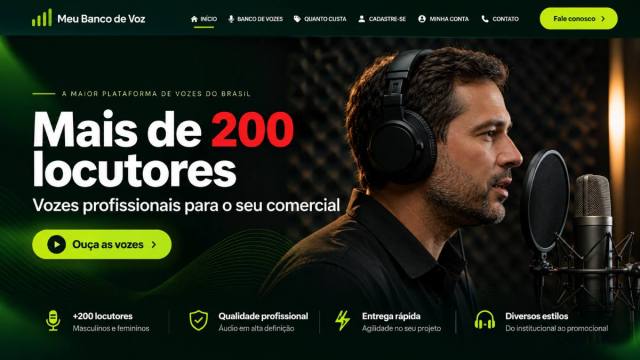 Banco de Vozes 2026 — Plataforma Responsiva de Locutores com Pagamentos Online
