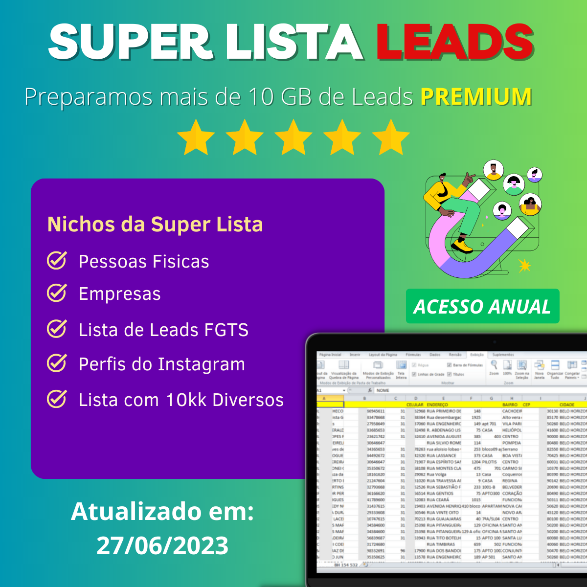 Super Lista Premium: Mais de 10GB de Leads de Diversos Nichos