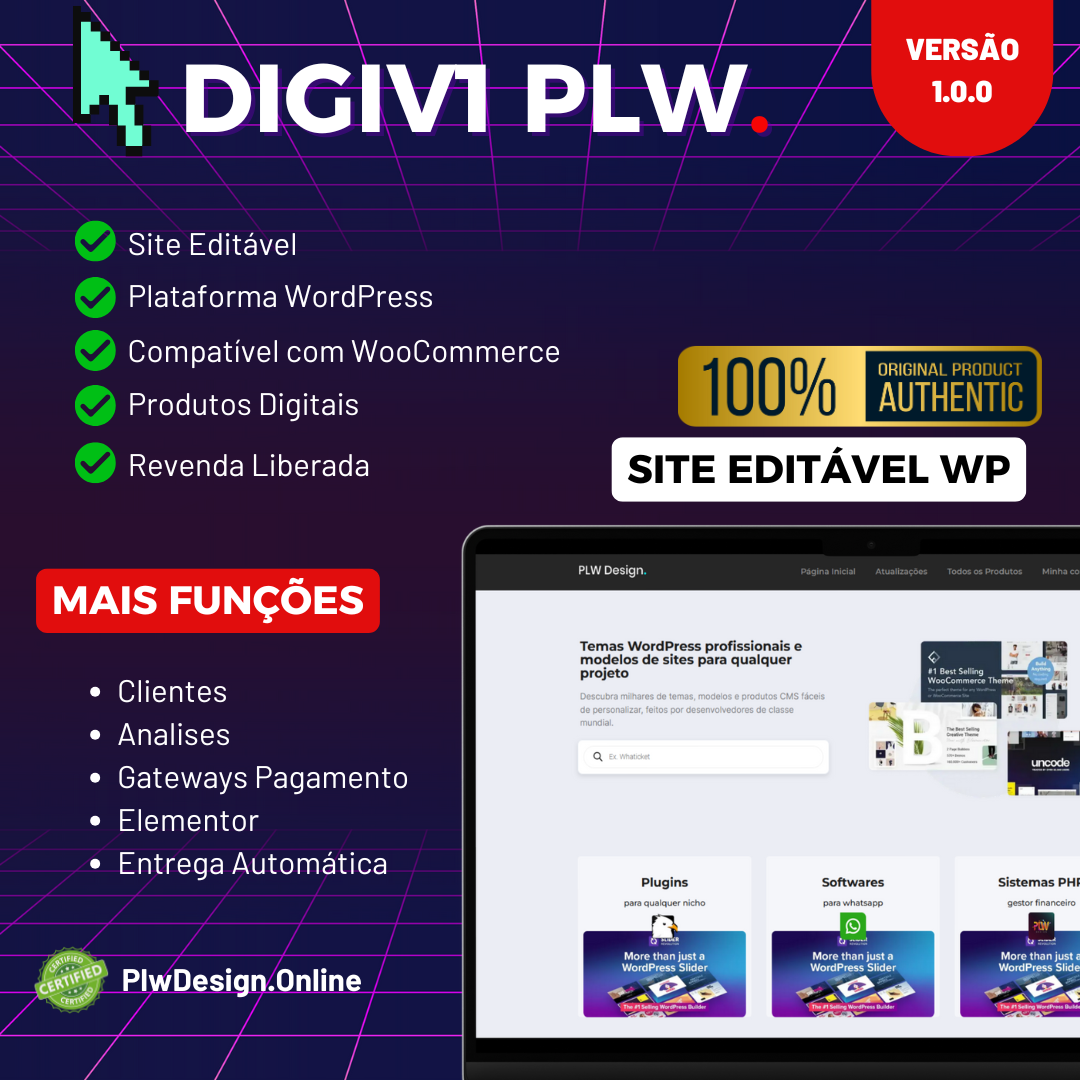 Modelo de Site Pronto para Lojas de Produtos Digitais - DigiV1 2024