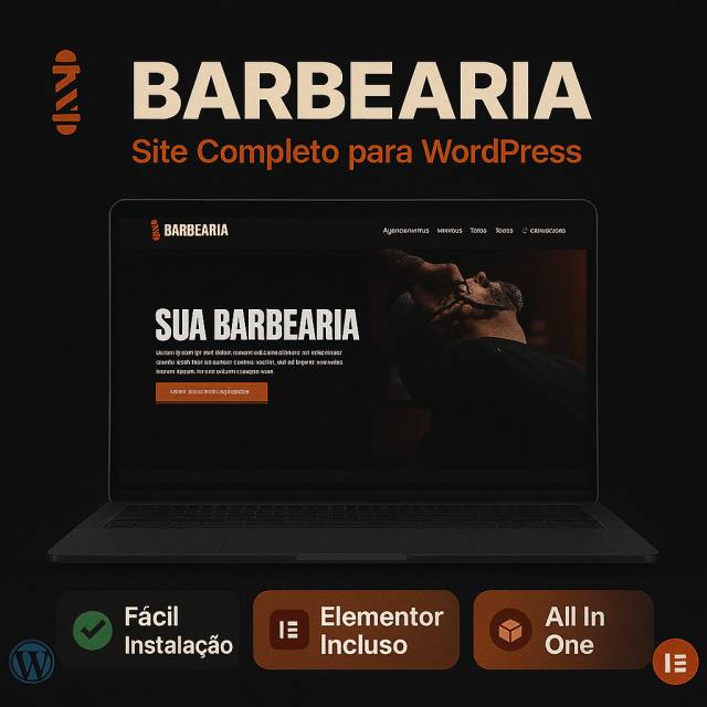 Modelo de Site WordPress para Barbearia Profissional com WhatsApp e Elementor