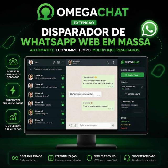 OmegaChat Extensão – Disparador de WhatsApp Web em Massa