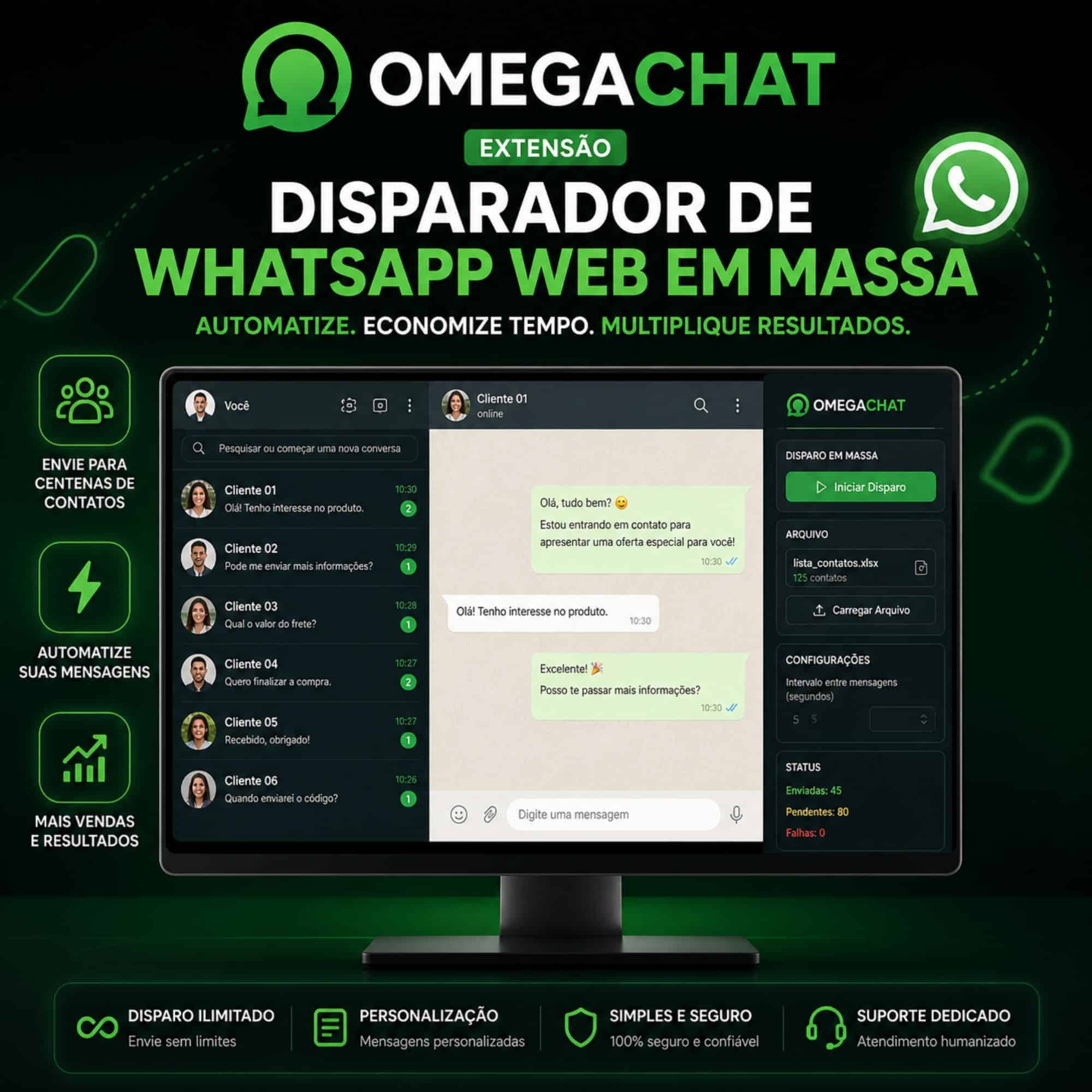 OmegaChat Extensão – Disparador de WhatsApp Web em Massa