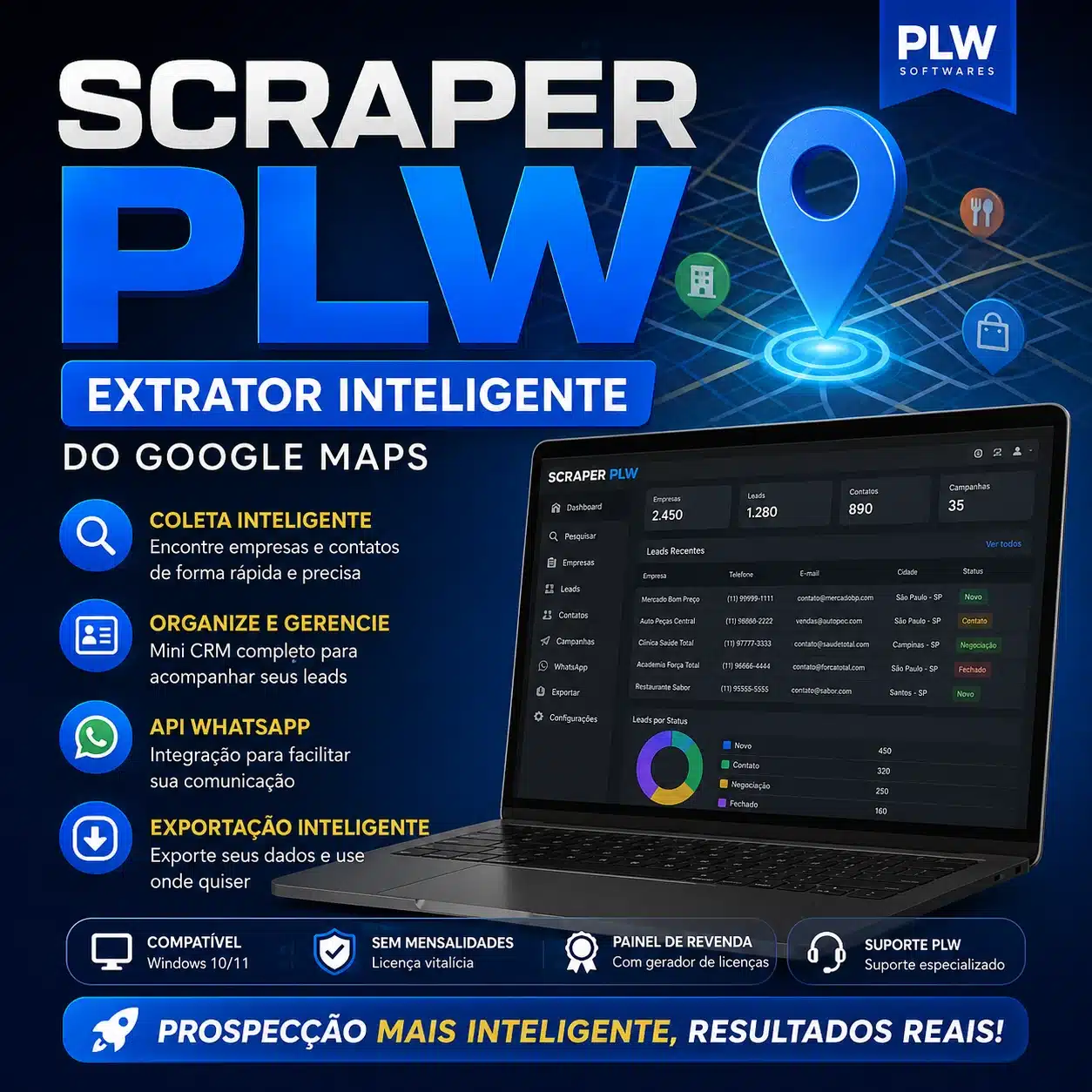 Lead Maps Scraper PLW – Extrator Inteligente do Google Maps