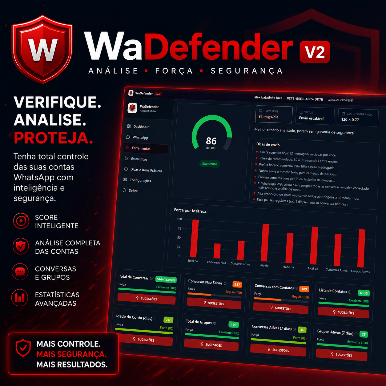 WaDefender V2 - Análise de contas WhatsApp 2026