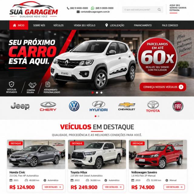 Código Fonte Site para Garagem de Veículos – Loja de Carros Completa e Personalizável