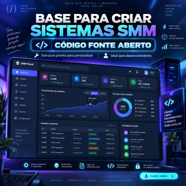 Source Code PHP para Criar Sistemas SMM – Código Fonte + Banco de Dados Completo