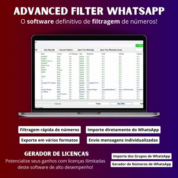Advanced Filter - O Mais Avançado Gerador & Filtro De Números para WhatsApp