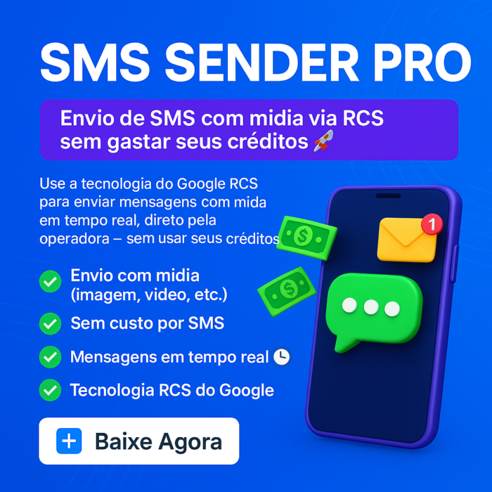 SMS SENDER PRO - Envie Mensagens com Mídia Sem Gastar Créditos!